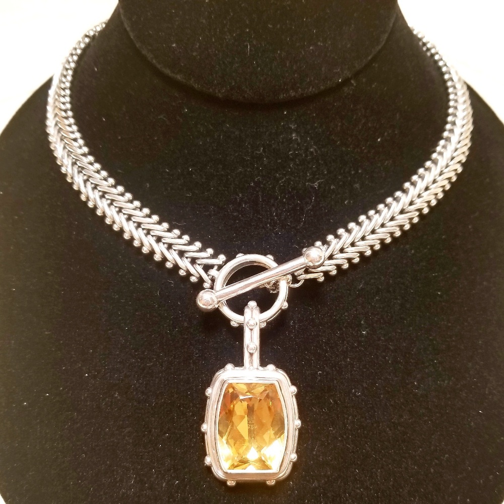 Stephen Dweck Silver Necklace with Large Citrine